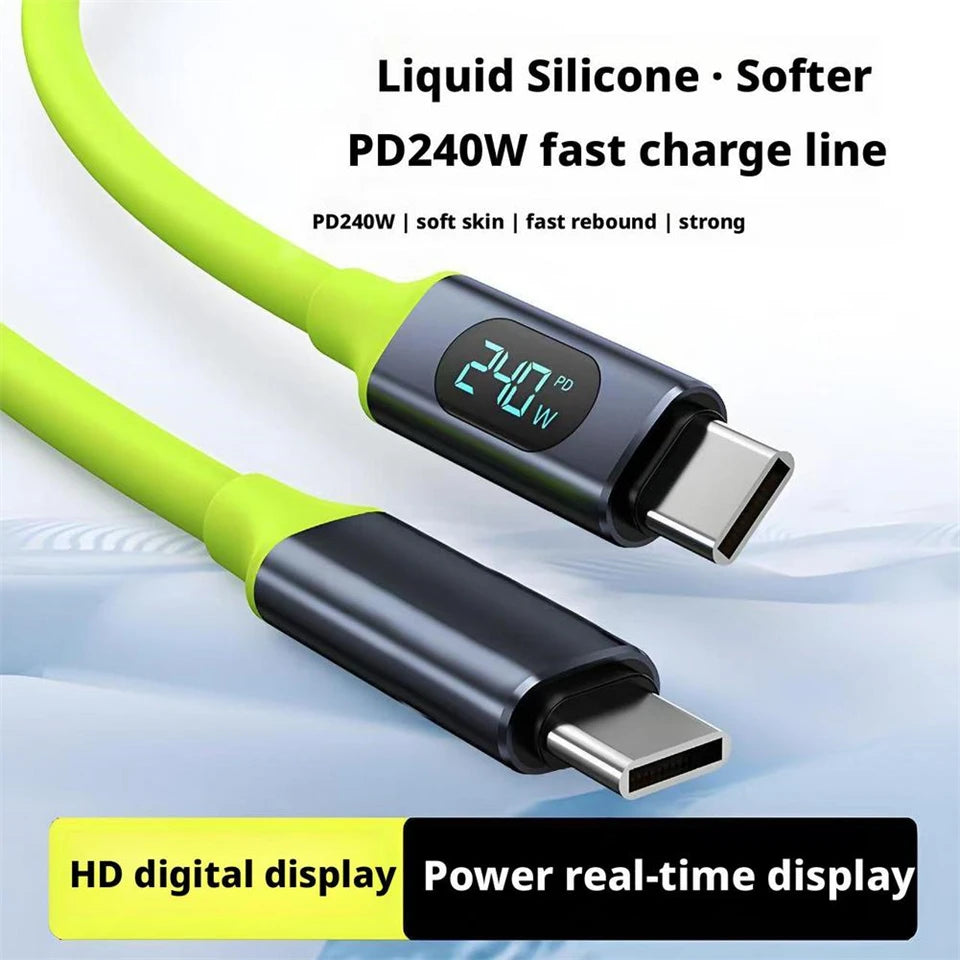 100W USB Type C Cable | Fast Charging Data Cord with LED Display