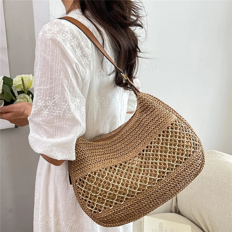 Bolso de Hombro Bohemio Tejido | Bolso de Playa de Gran Capacidad