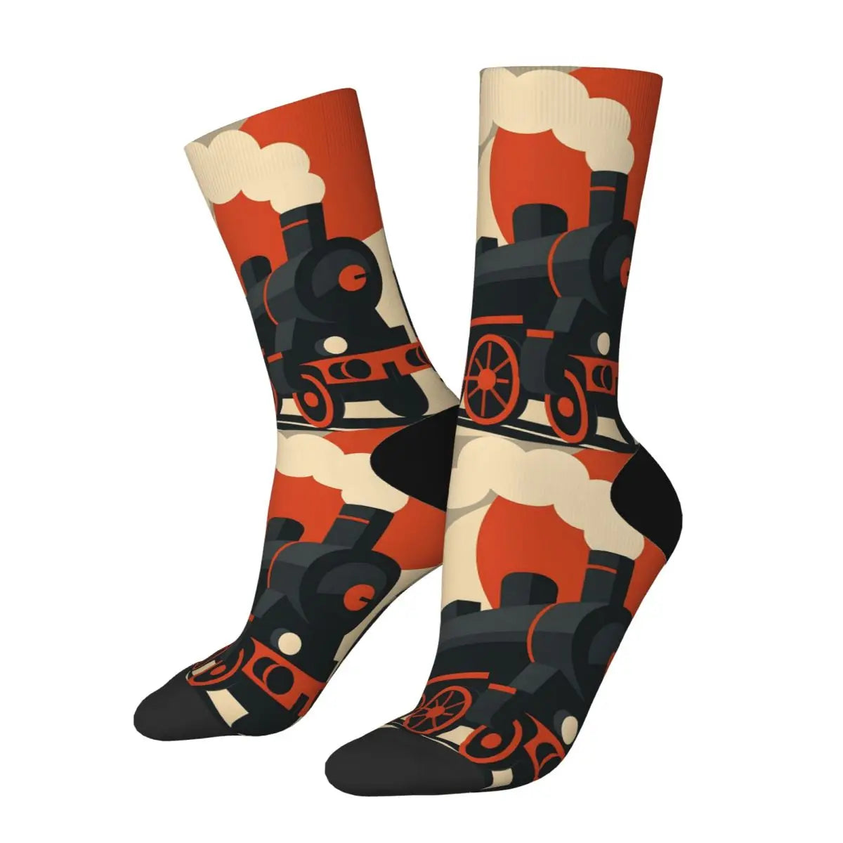 Trendy Steam Train Crew Socks | Stylish All Seasons Long Stockings