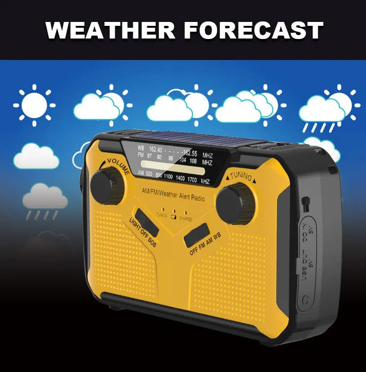 Portable Solar Energy AM FM Radio & Flashlight Emergency Power