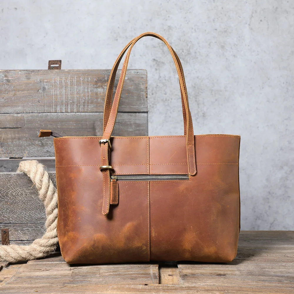 Vintage Genuine Leather Men's Tote & Briefcase | Stylish & Versatile