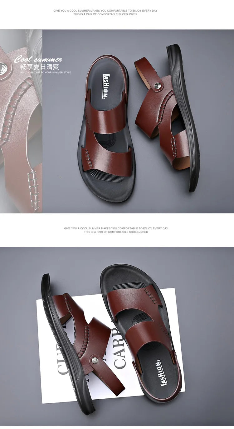 Men's Stylish Leather Sandals | Breathable Casual Beach Shoes