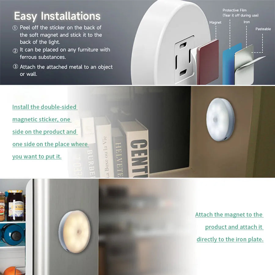 Smart LED Night Light with Motion Sensor | USB Rechargeable Lamp