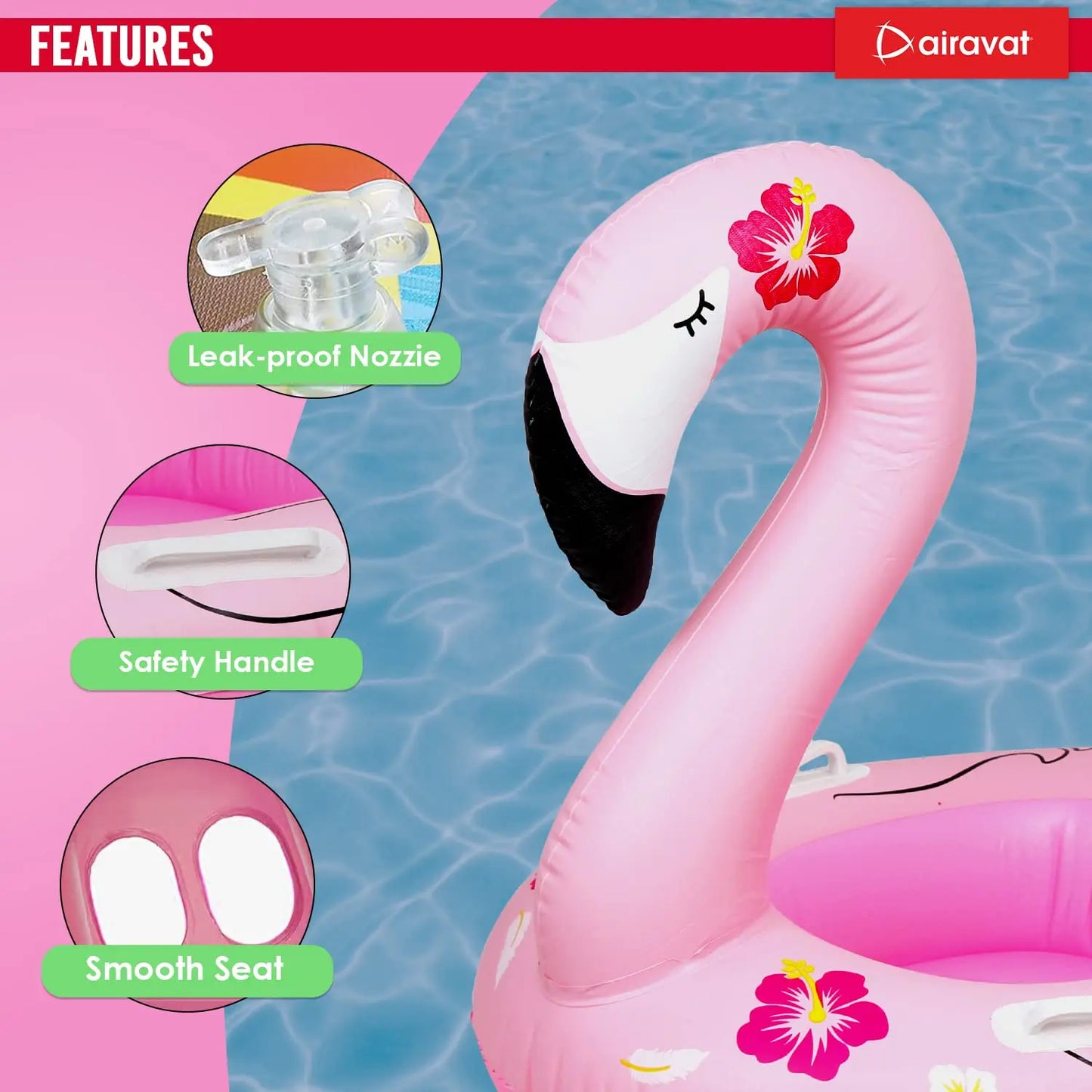 Summer Inflatable Flamingo Floating Seat for Kids | Pool Fun Toy