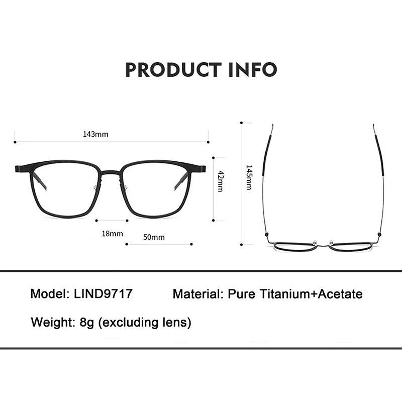 Ultralight Titanium Square Retro Eyeglasses | Professional Business Frames