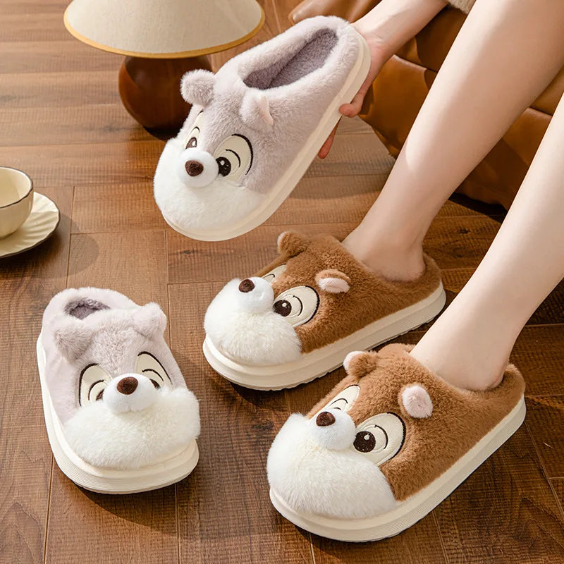 Women's Cozy Cartoon Plush Corduroy Slippers | Fun Indoor Footwear