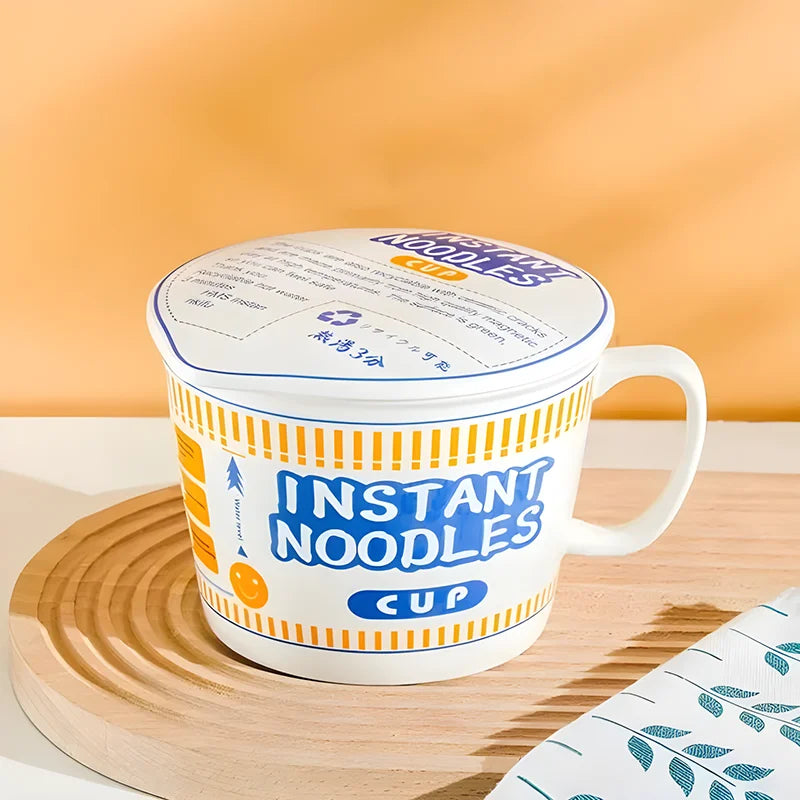 Cuenco de ramen de gran capacidad con asa | Elegante cuenco de cerámica para fideos
