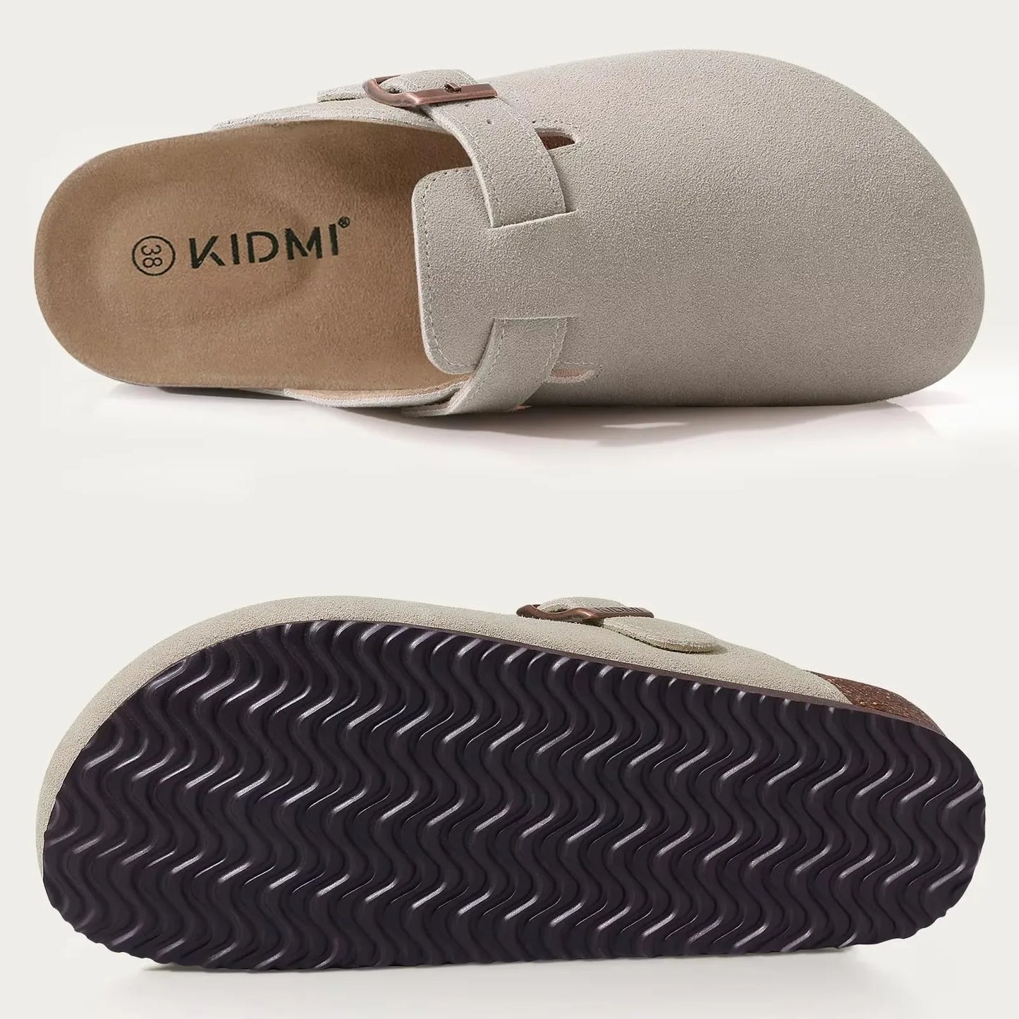 Women's Genuine Leather Clogs with Cork Footbed | Slip-On Comfort Slippers