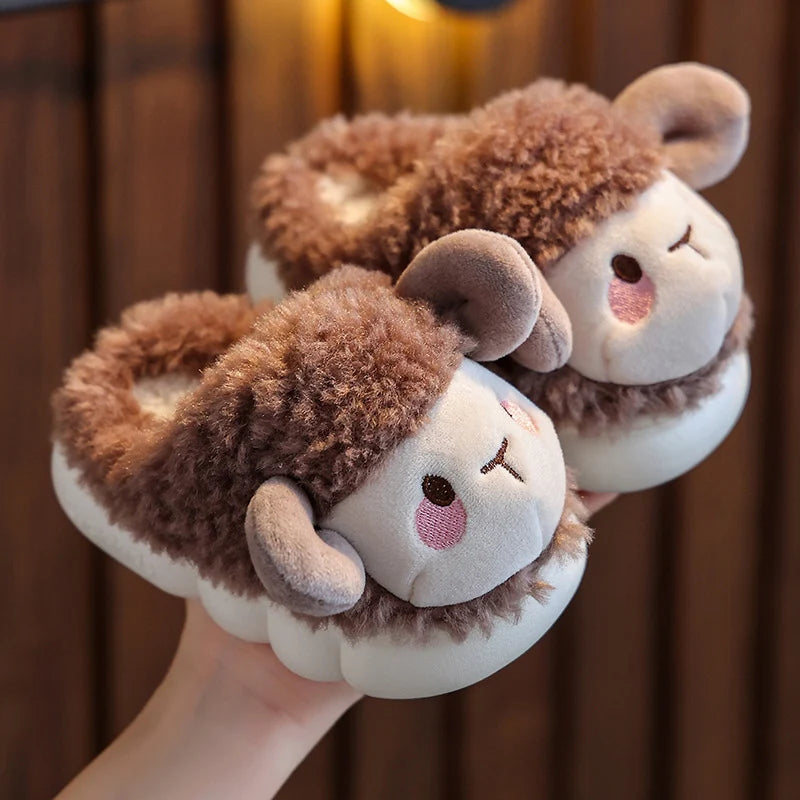 Lovely Fluffy Lamb Plush Slippers | Cute Warm Indoor Slides