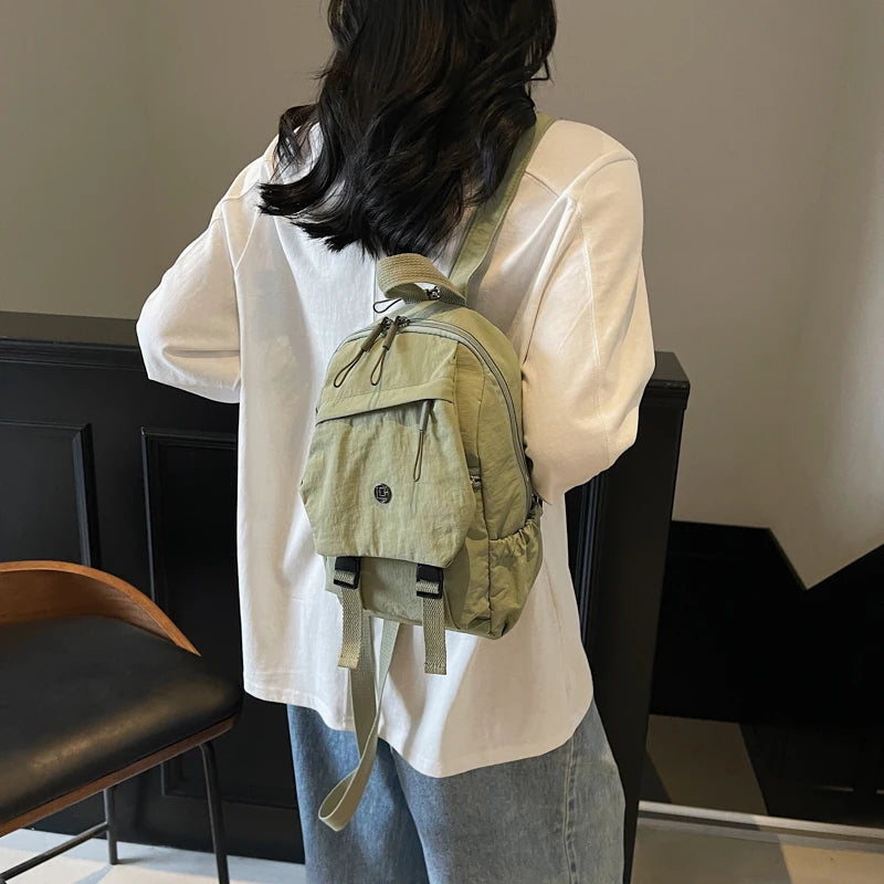 Versatile Solid Color Unisex Small Backpack | Large Capacity Design