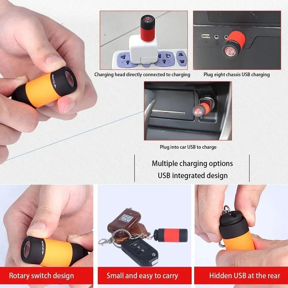Waterproof Mini Keychain Flashlight | USB Rechargeable LED Light