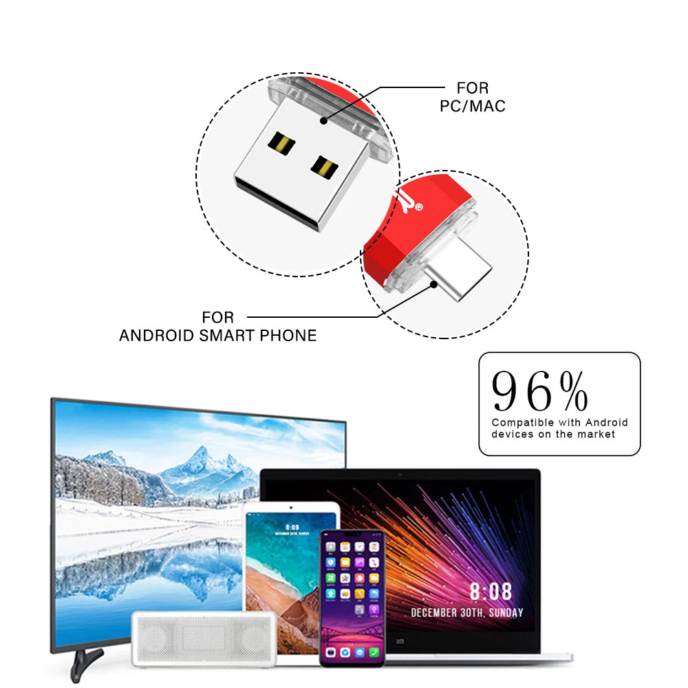 High-Speed OTG USB Flash Drive for Type-C Devices | 128GB to 4GB
