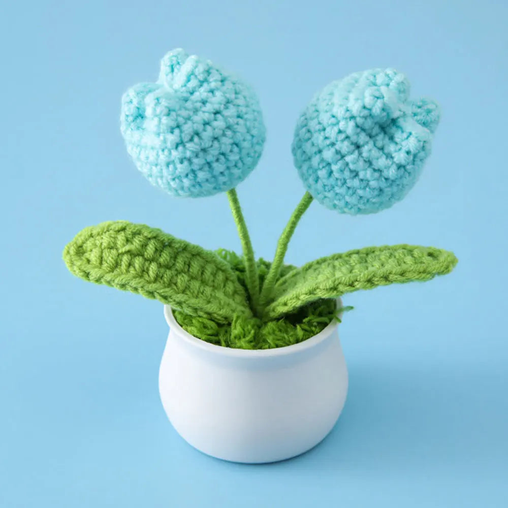 Flores de ganchillo de girasol y tulipán tejidas a mano | Encantadora decoración para el hogar