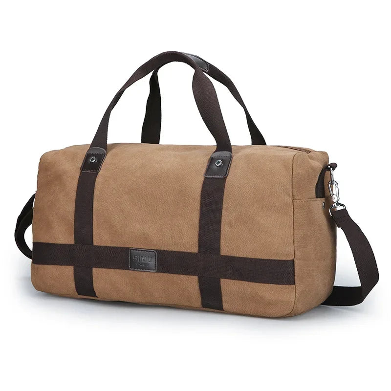 Large Capacity Casual Men's Canvas Travel Handbag | Lightweight Shoulder Bag