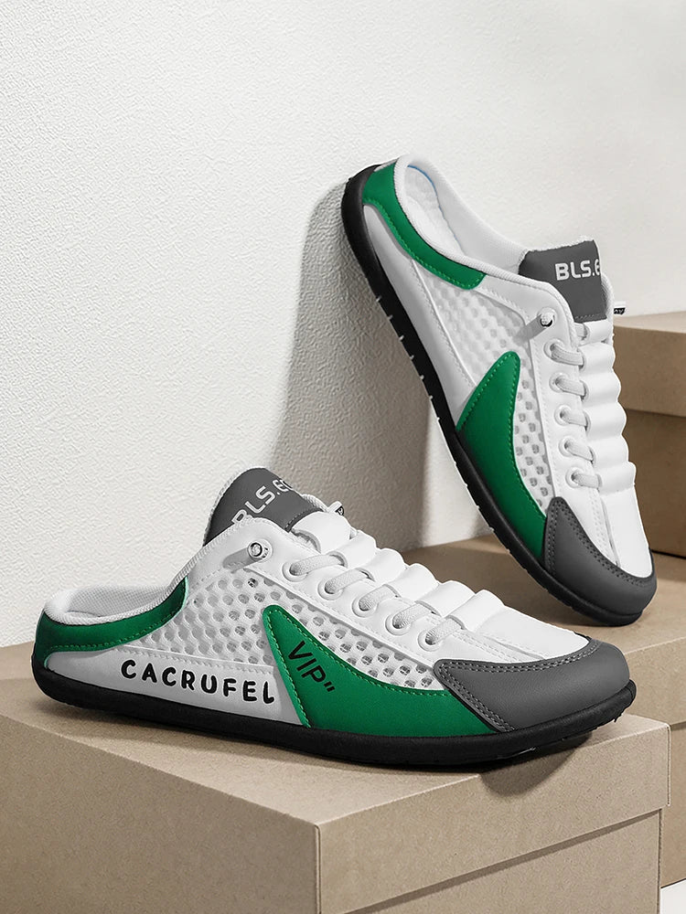 Summer Breathable Mesh Slip-On Half-Slipper for Men, Casual Soft-Soled Closed-Toe Slippers, Mesh Upper Is Refreshing and Breathable, Does Not Suffocate the Feet, Lace-Free Design Is Convenient for Lazy People