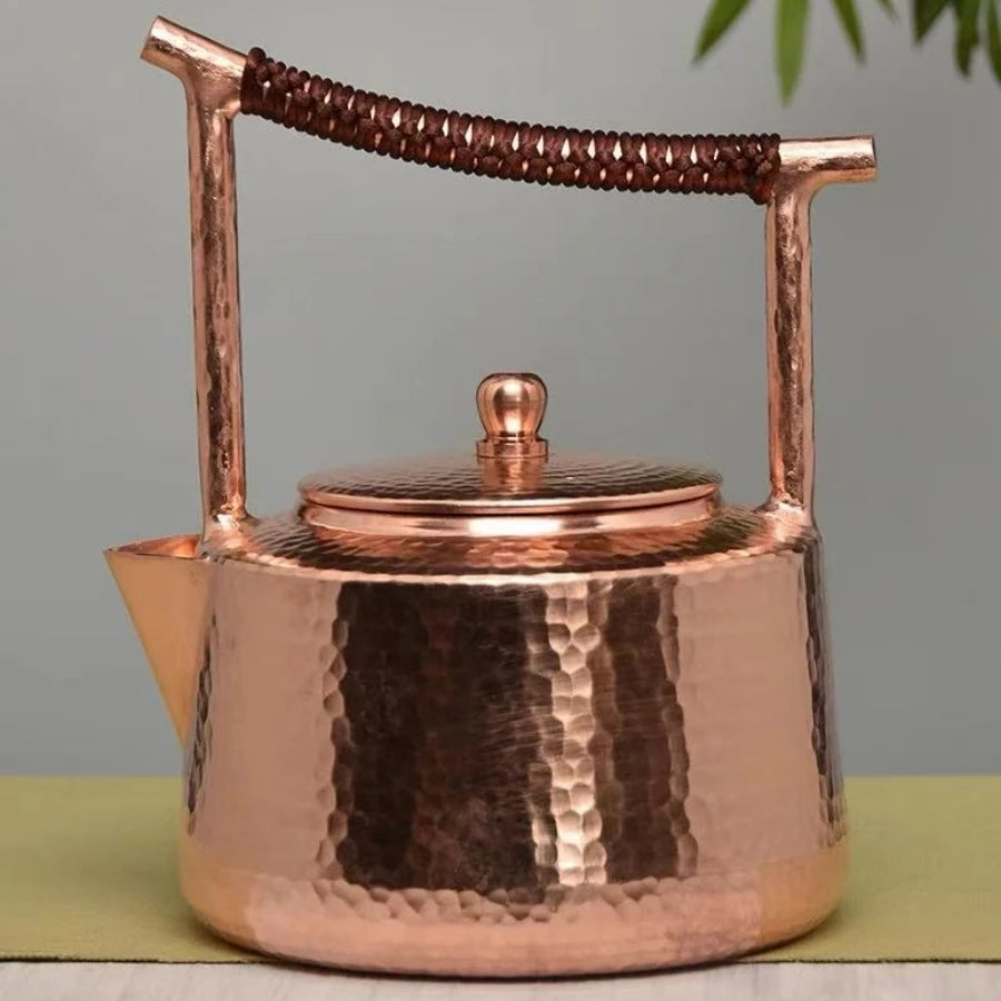 Vintage Copper Coffee Pot | Handcrafted Teapot with Lid