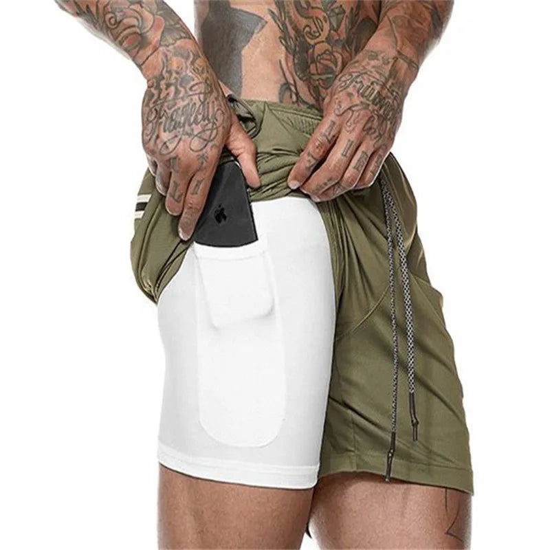 Men's 2 in 1 Compression Shorts | Quick Dry Gym & Running Shorts