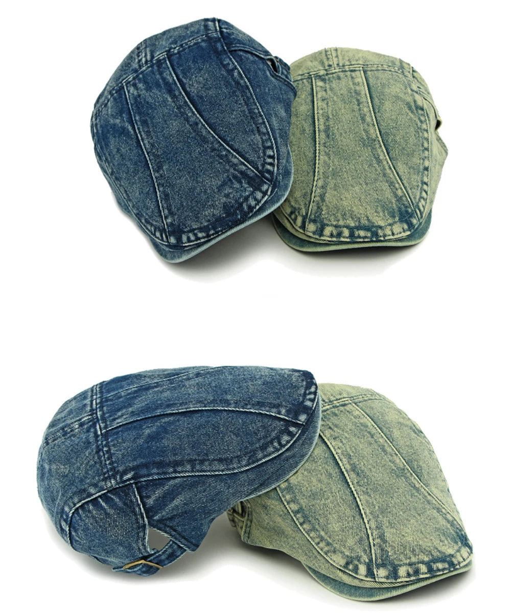 Unisex Adjustable Denim Beret Hat | Stylish Artist Cap