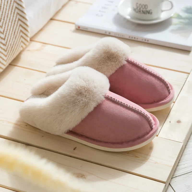 Women's Luxury Faux Suede Plush Slippers | Cozy Winter House Shoes