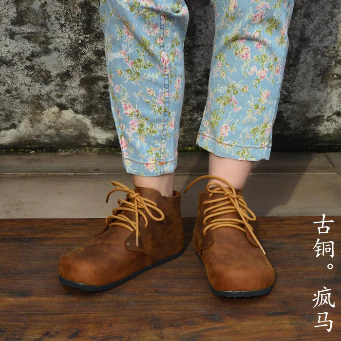 Handmade Genuine Leather High Top Women's Shoes | Stylish Casual Footwear