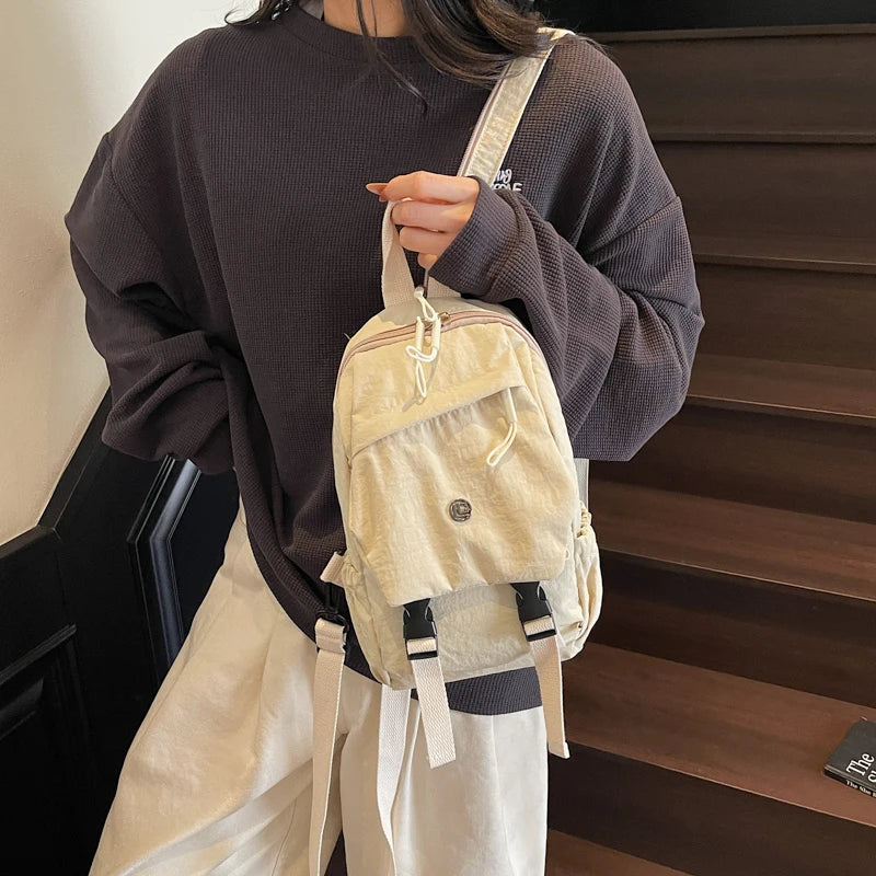 Versatile Solid Color Unisex Small Backpack | Large Capacity Design