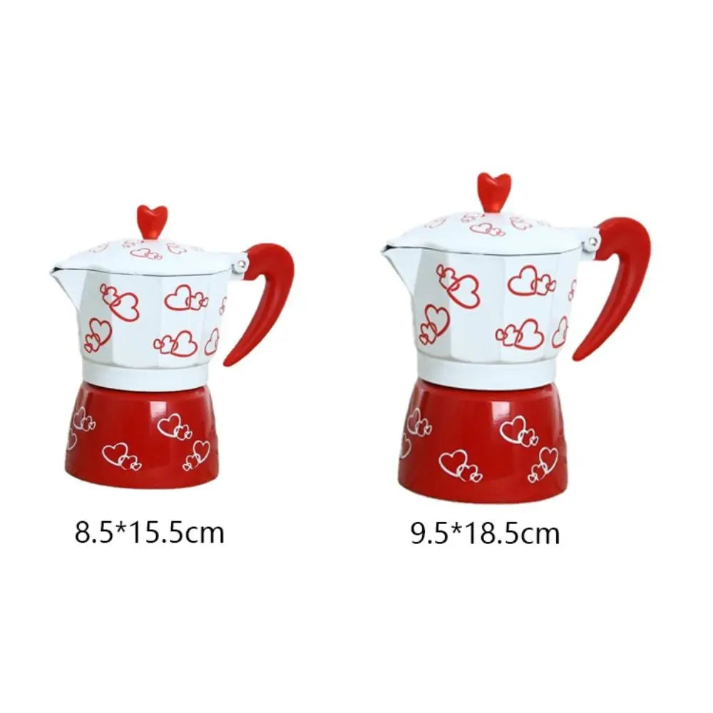 Personalized Heart Pattern Aluminum Mocha Pot | Classic Coffee Maker