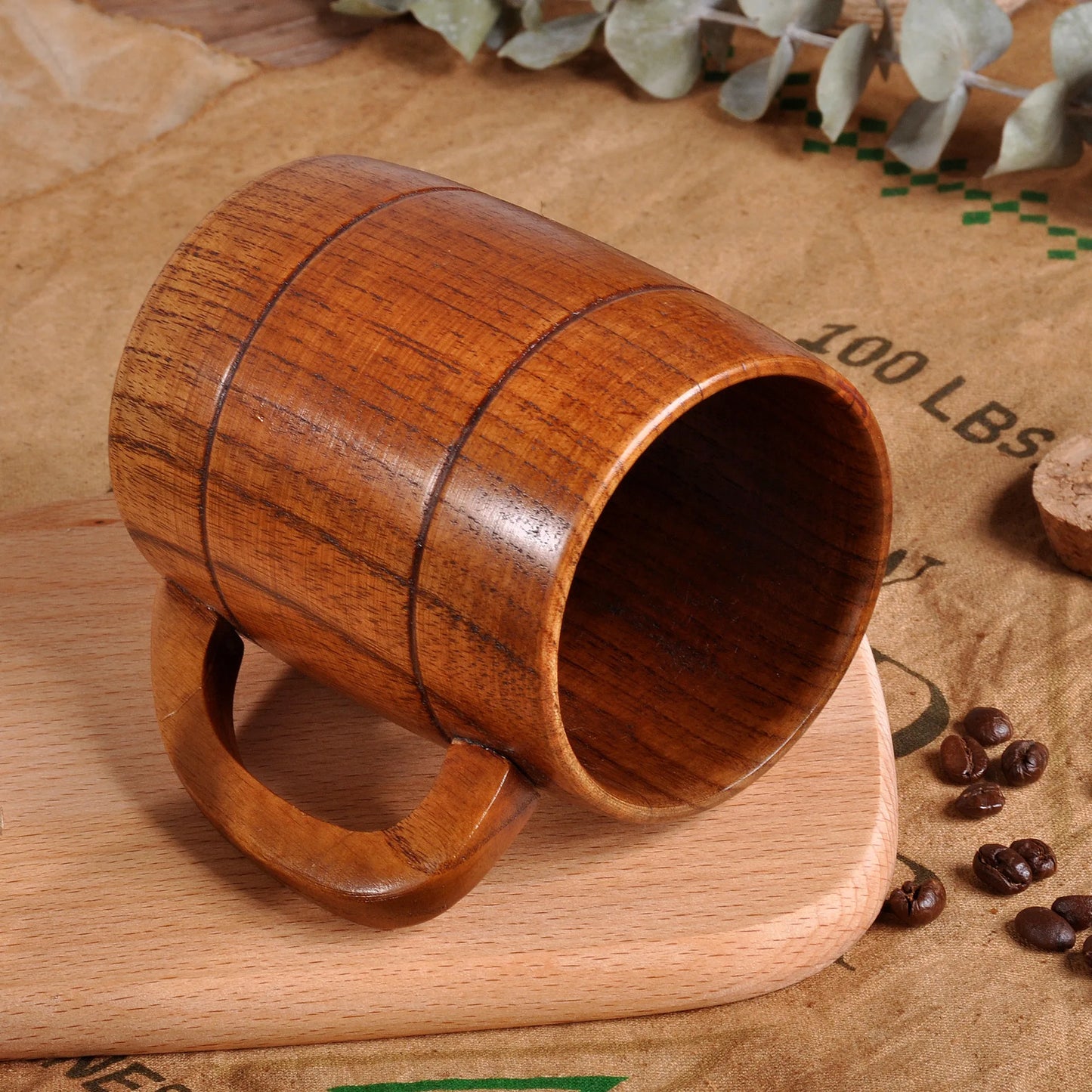 320ml Handcrafted Wooden Coffee Mug | Eco-Friendly Vintage Drinkware