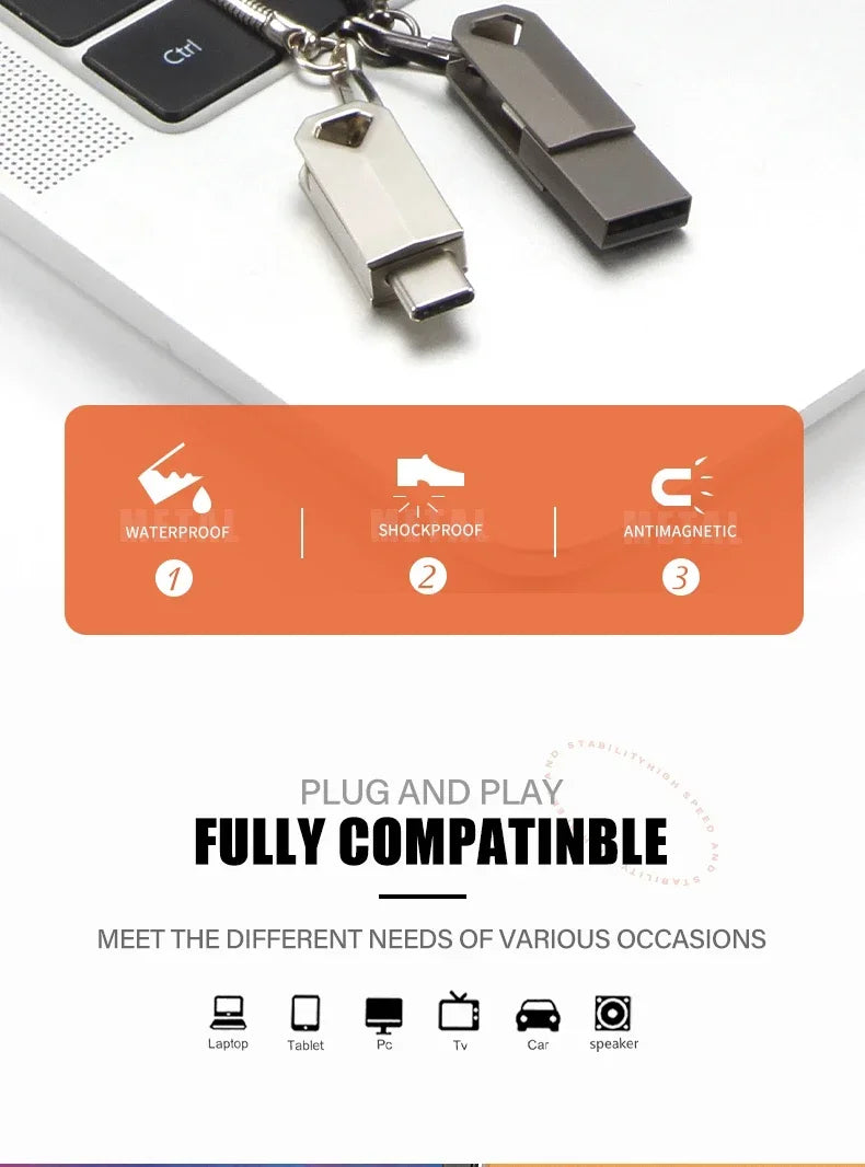 Dual TYPE-C Metal USB Flash Drive | Reliable Memory Storage