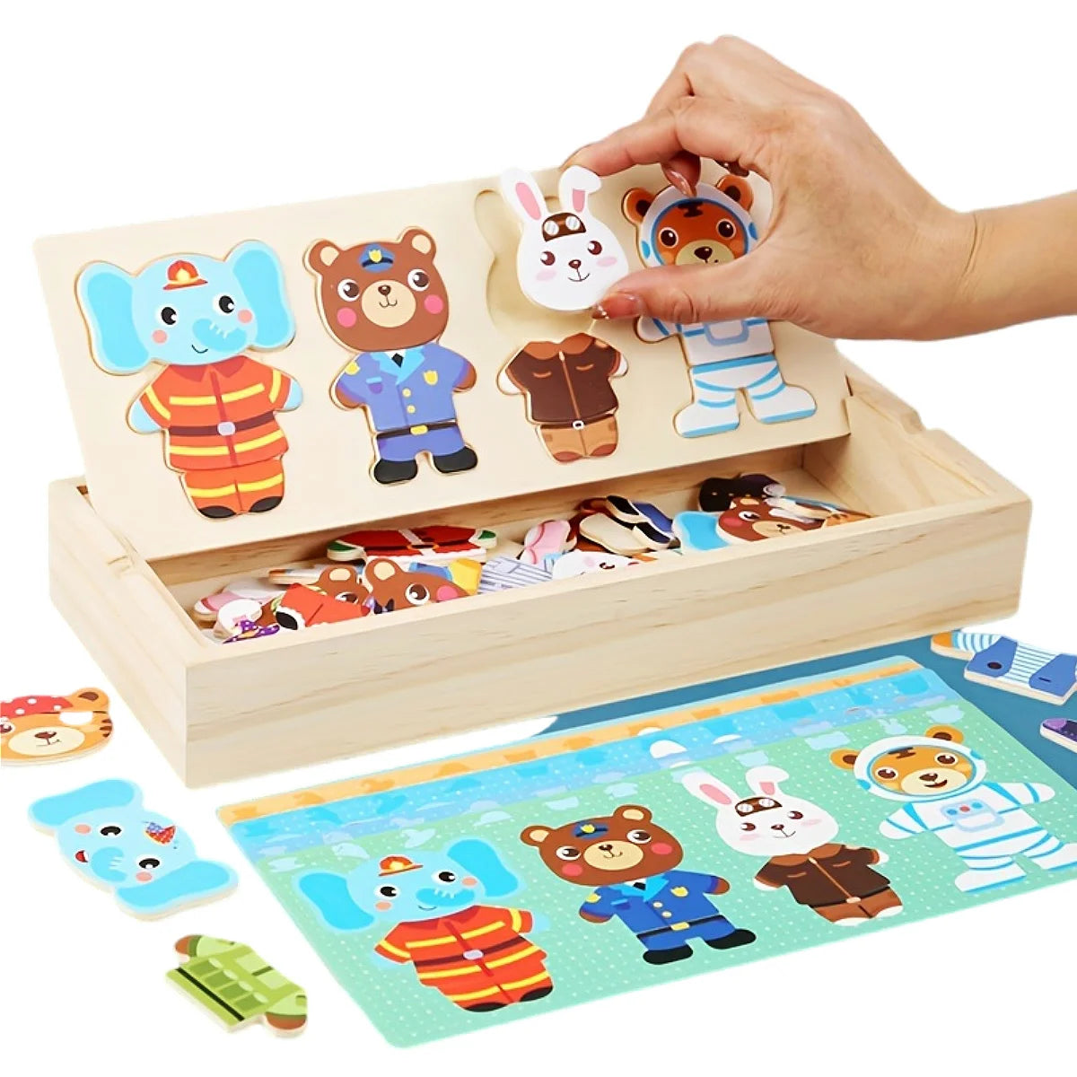 25Pcs Animal Dress-Up Wooden Play Set | Engaging Montessori Toys