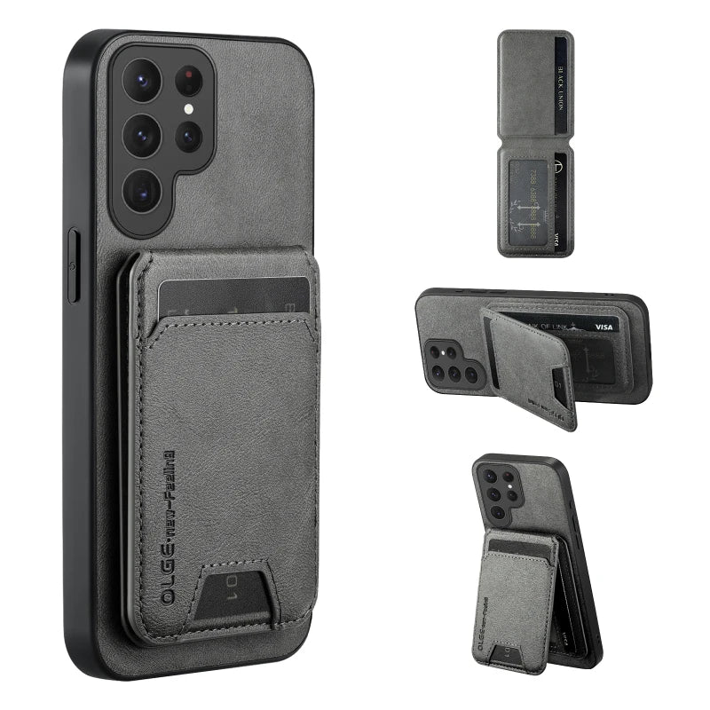 Magnetic Wallet Card Slot Holder Leather Phone Case