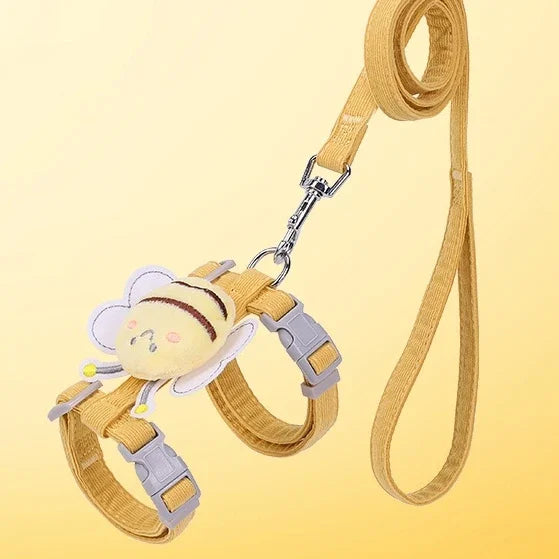 Cute Cartoon Bee Cat Harness & Leash Set for Small Pets