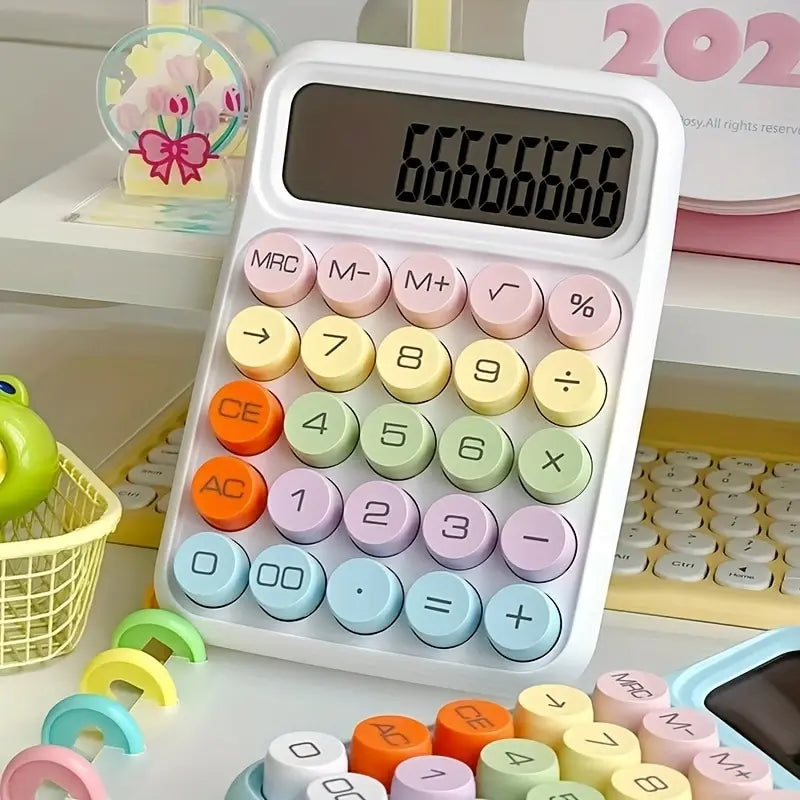 Cute Candy Color Mechanical Calculator | 12-Digit Office Tool