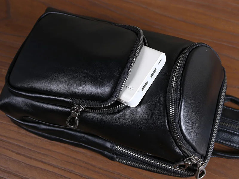 Bandolera de cuero casual para hombre | Mochila elegante para el día a día