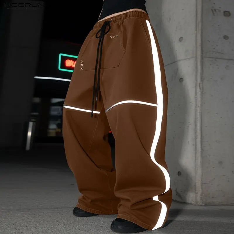 Men's Patchwork Joggers | Stylish Wide Leg Drawstring Pants