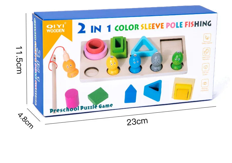 Montessori  Wooden Color Shape Cognitive Classification Matching Puzzle Children's Magnetic Fishing Learning Educational Toys