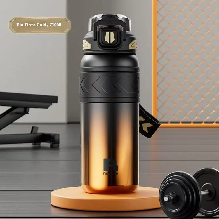 Large-Capacity Sports Straw Water Bottle | Portable Stainless Steel Cup