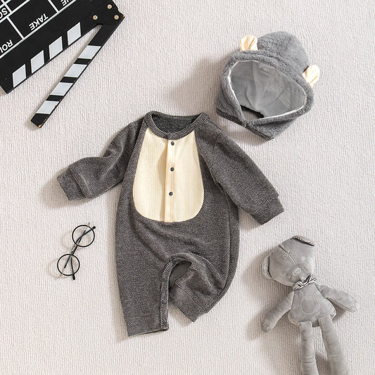 Cute Hooded Baby Jumpsuit with Bear Ears | Warm Infant Romper