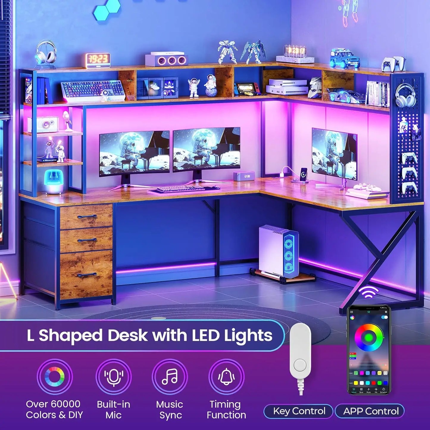 L Shaped Desk with Hutch | Spacious, Convertible Office Design