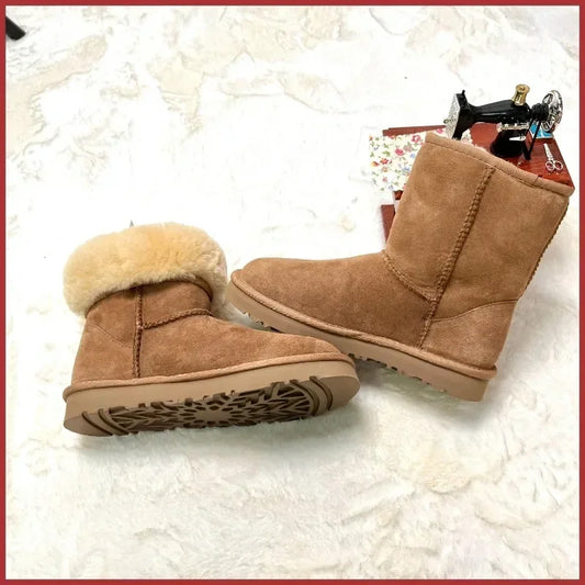 Women's Sheepskin Wool Snow Boots | Warm Winter Ankle Boots