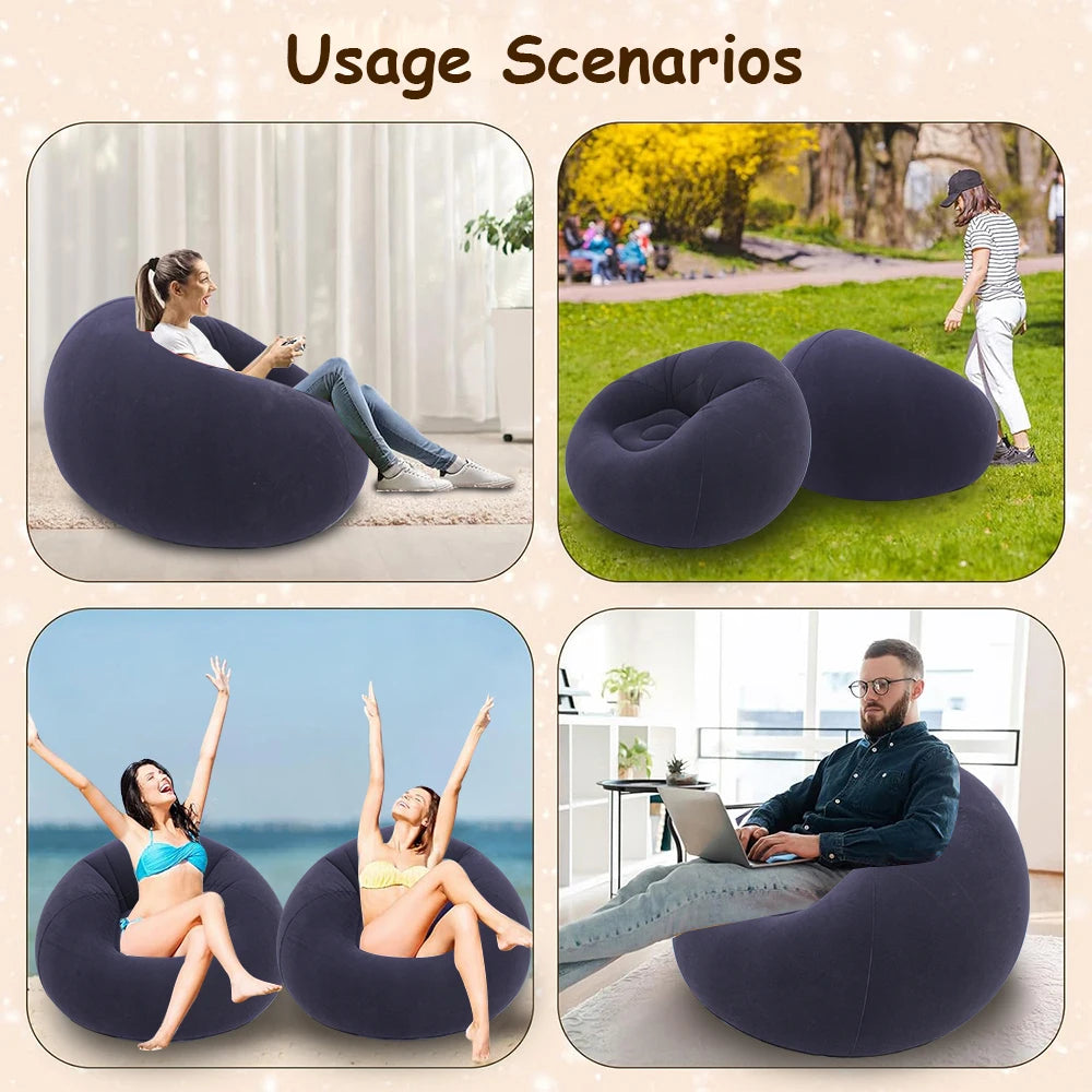 Sofá inflable portátil | Tumbona perfecta para acampar al aire libre