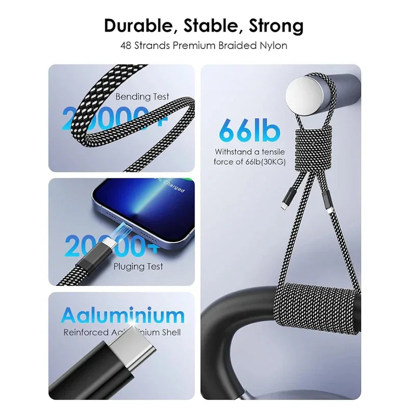 Magnetic Braided USB Type-C Car Charging Cable - 6A Data Transfer
