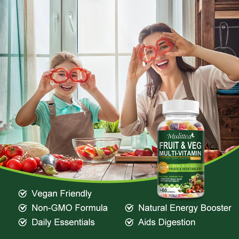 Natural Vegetable & Fruit Gummies | Boost Immunity & Energy