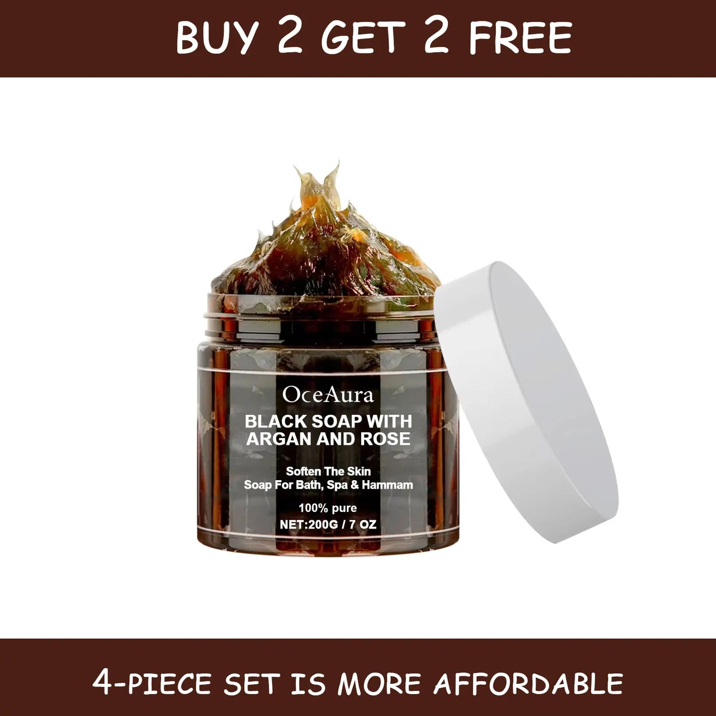 Natural Black Soap with Argan & Rose | Deep Cleansing Exfoliator