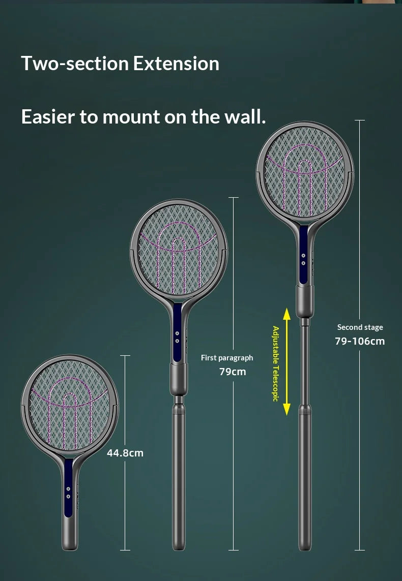 Rotating Head Bug Zapper Racket | Rechargeable Electric Fly Swatter