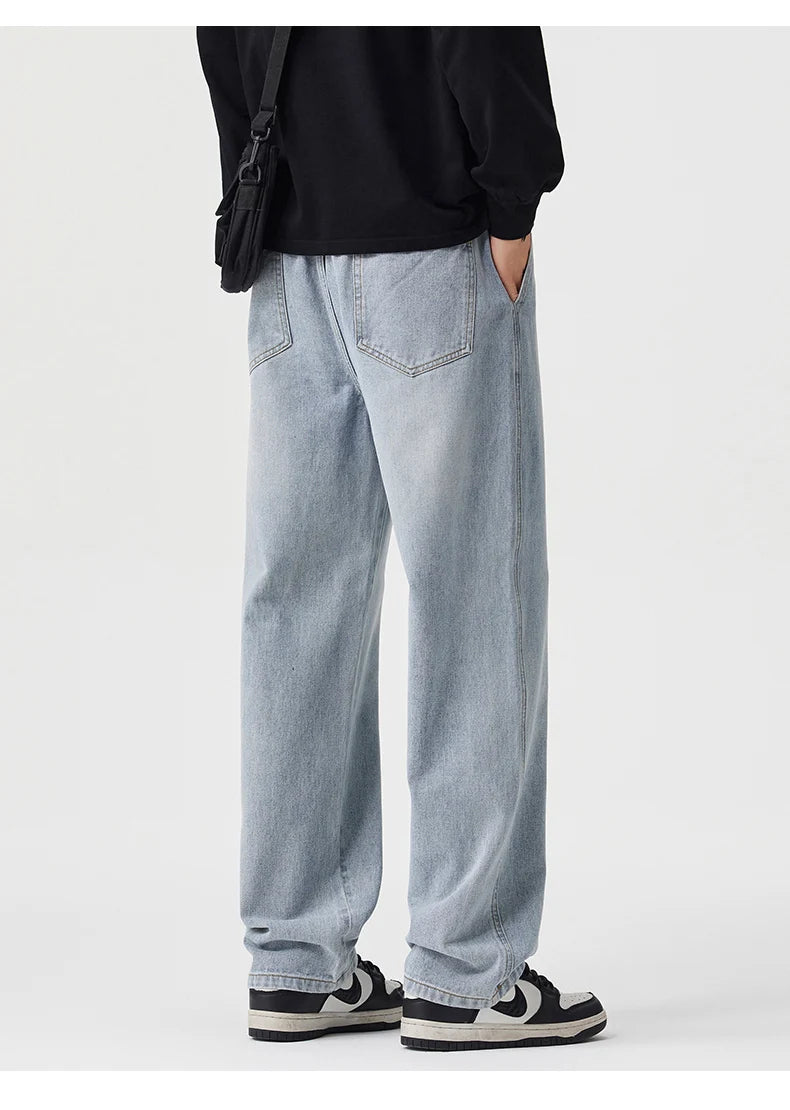 Men's Vintage Drawstring Wide-Leg Jeans | Trendy Casual Pants