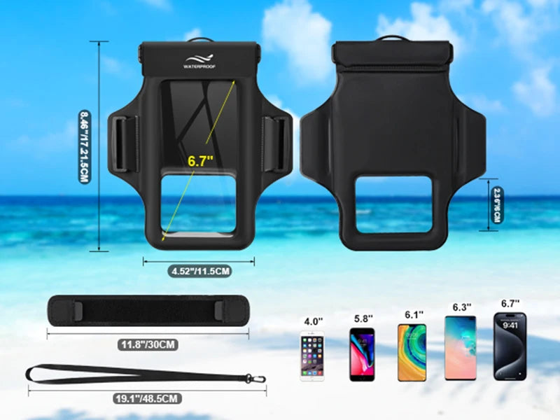 Waterproof Phone Pouch with Armband | Perfect for Swimming & Diving