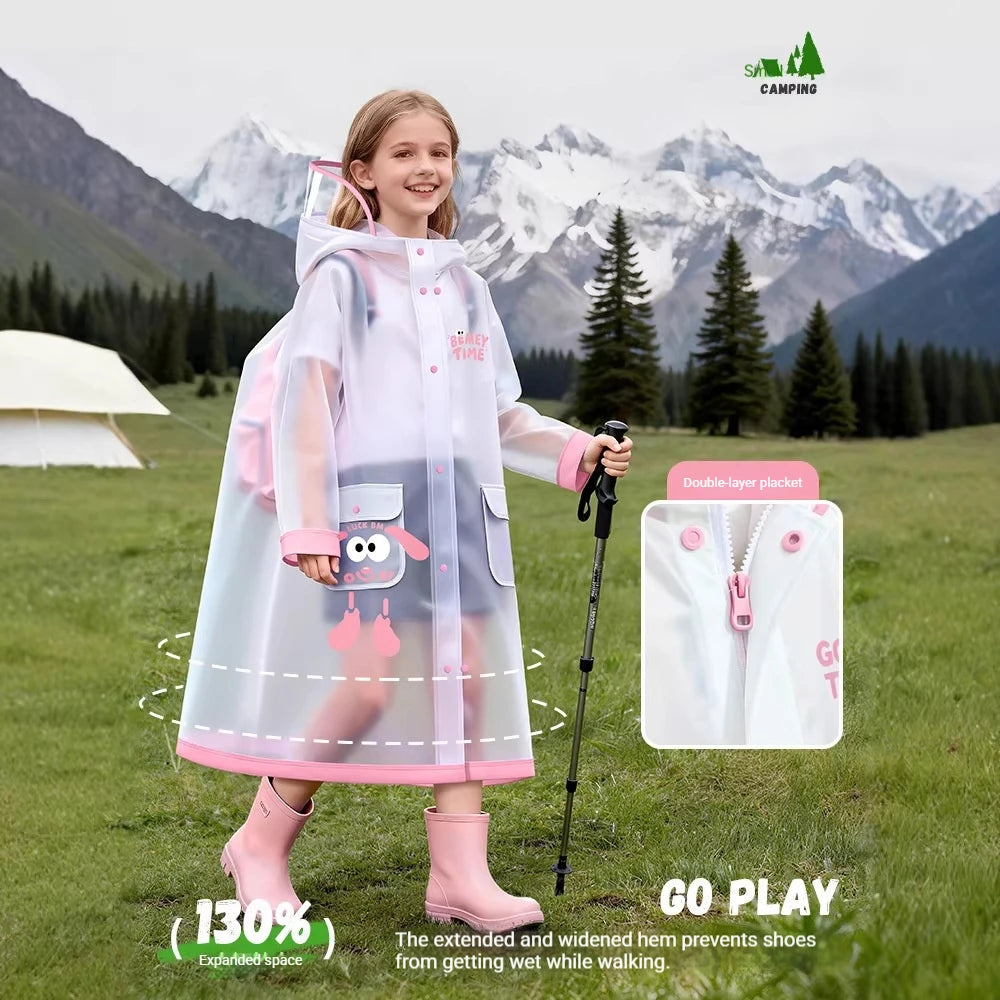 Boys, girls, primary school students special waterproof rainstorm proof 2026 new raincoat with school bag