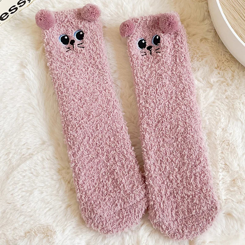 Cute Women's Winter Fluffy Socks | Cozy Fuzzy Animal Crew Socks