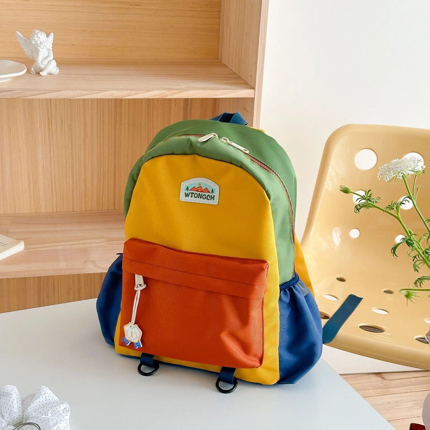Lightweight Color Block Kids Backpack for School & Travel