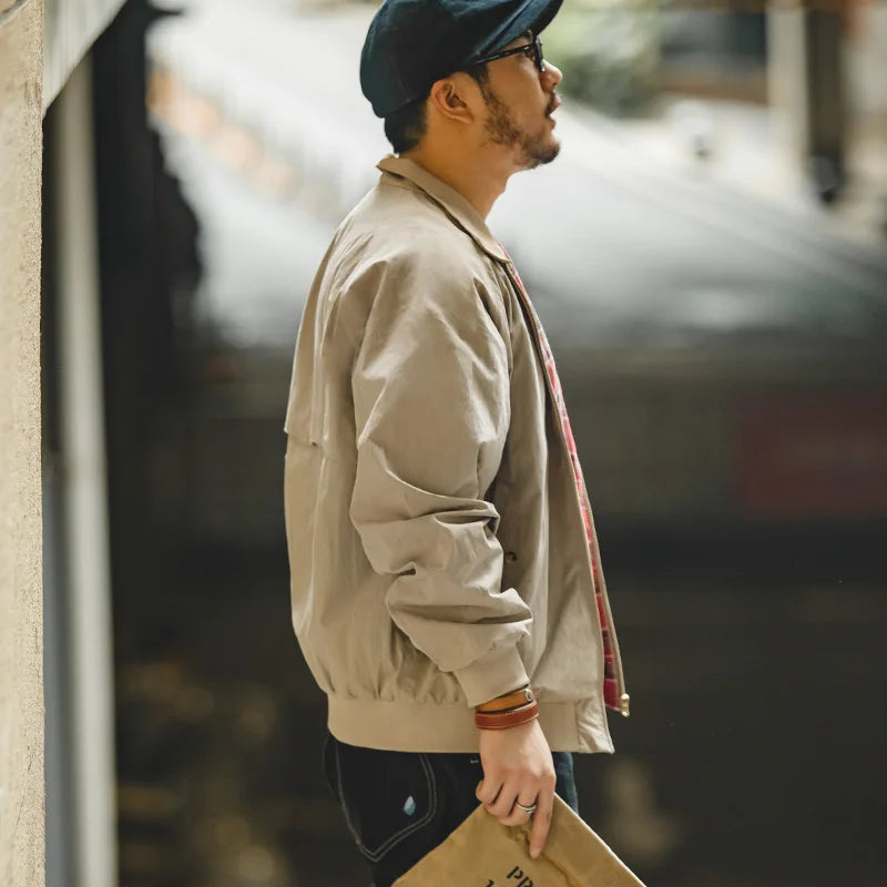 Men's Vintage Khaki Jacket | Retro Casual Outerwear for All Seasons
